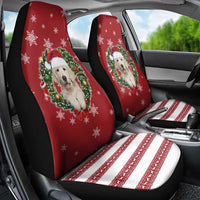 Golden Retriever Christmas Car Seat Cover with Santa Hat Wreath and Snowflake Design - Wonder Print Shop