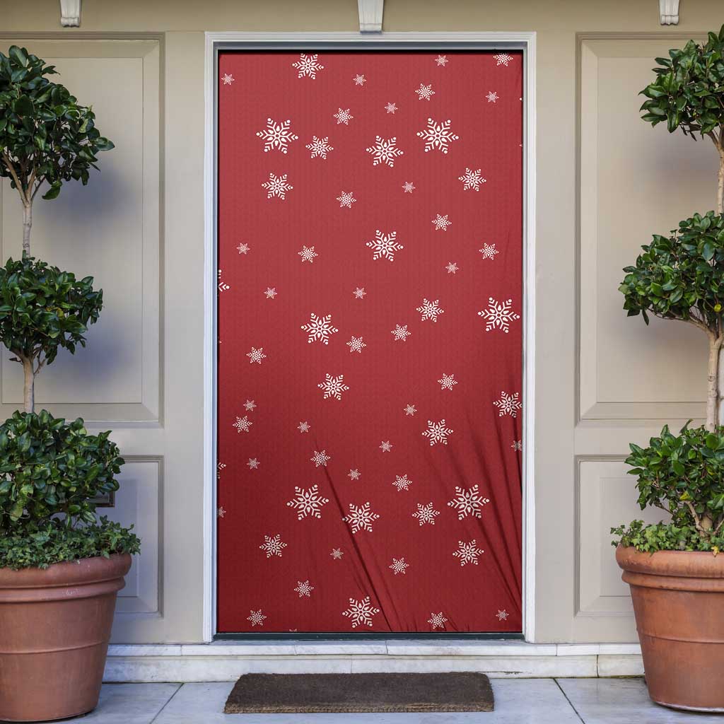 Golden Retriever Christmas Door Cover with Santa Hat Wreath and Snowflake Design - Wonder Print Shop
