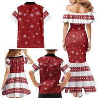 Golden Retriever Christmas Family Matching Mermaid Dress and Hawaiian Shirt with Santa Hat Wreath and Snowflake Design - Wonder Print Shop