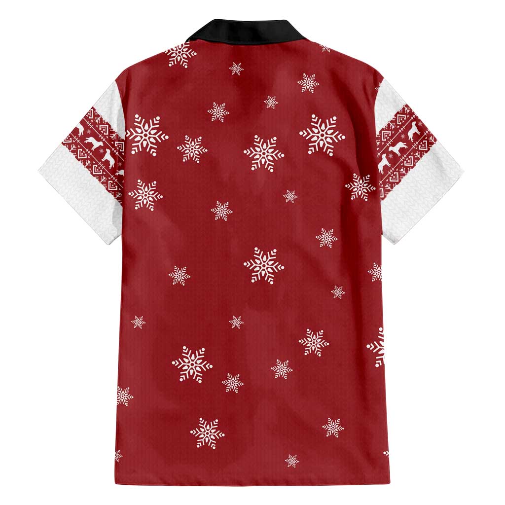 Golden Retriever Christmas Family Matching Off Shoulder Maxi Dress and Hawaiian Shirt with Santa Hat Wreath and Snowflake Design - Wonder Print Shop