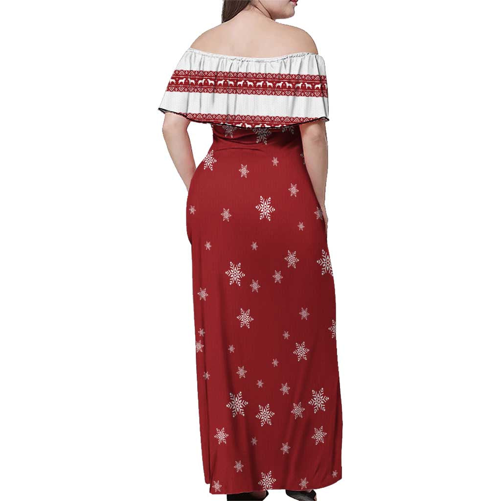 Golden Retriever Christmas Family Matching Off Shoulder Maxi Dress and Hawaiian Shirt with Santa Hat Wreath and Snowflake Design - Wonder Print Shop