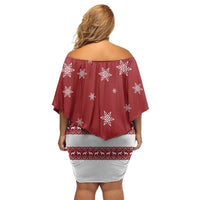 Golden Retriever Christmas Family Matching Off Shoulder Short Dress and Hawaiian Shirt with Santa Hat Wreath and Snowflake Design - Wonder Print Shop