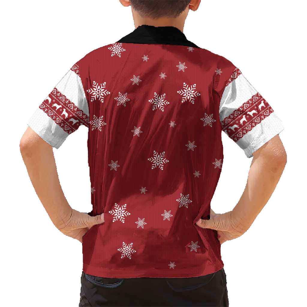 Golden Retriever Christmas Family Matching Short Sleeve Bodycon Dress and Hawaiian Shirt with Santa Hat Wreath and Snowflake Design - Wonder Print Shop