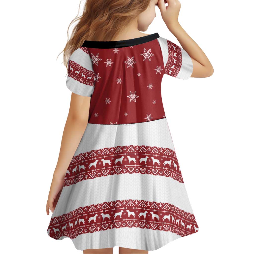 Golden Retriever Christmas Family Matching Short Sleeve Bodycon Dress and Hawaiian Shirt with Santa Hat Wreath and Snowflake Design - Wonder Print Shop