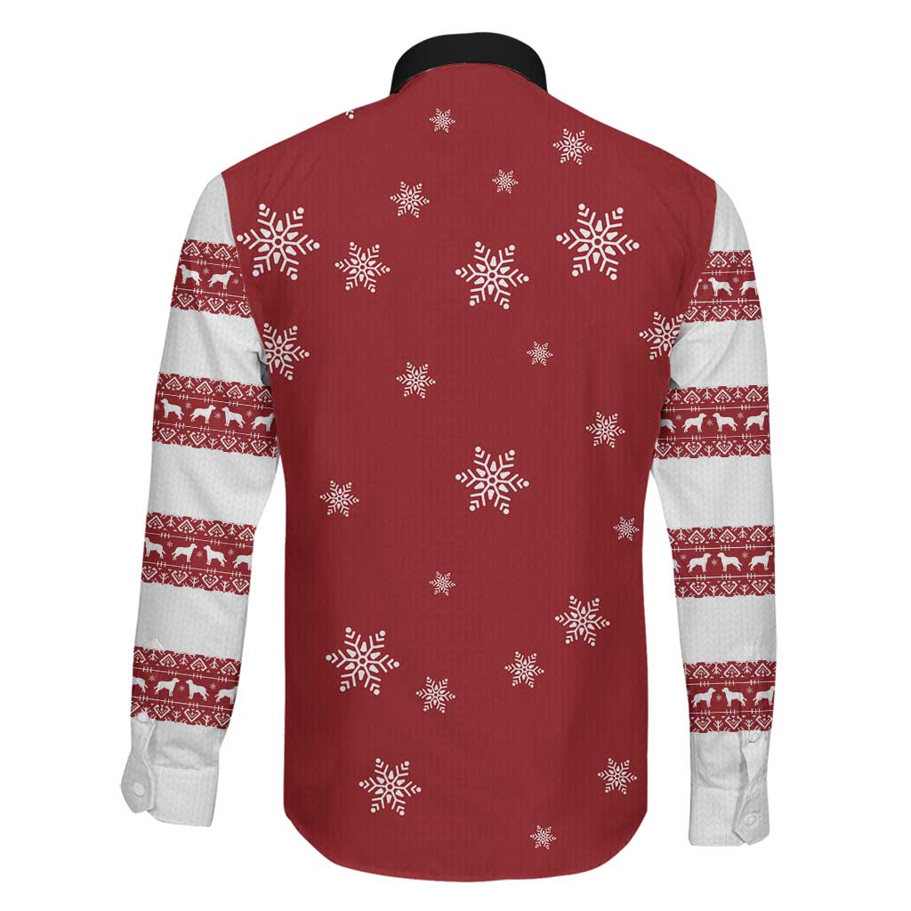 Golden Retriever Christmas Family Matching Short Sleeve Bodycon Dress and Hawaiian Shirt with Santa Hat Wreath and Snowflake Design - Wonder Print Shop