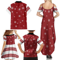 Golden Retriever Christmas Family Matching Summer Maxi Dress and Hawaiian Shirt with Santa Hat Wreath and Snowflake Design - Wonder Print Shop