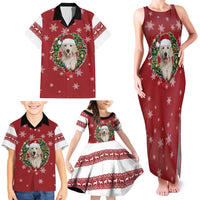 Golden Retriever Christmas Family Matching Tank Maxi Dress and Hawaiian Shirt with Santa Hat Wreath and Snowflake Design - Wonder Print Shop