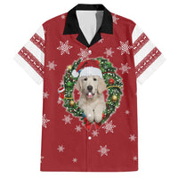 Golden Retriever Christmas Hawaiian Shirt with Santa Hat Wreath and Snowflake Design - Wonder Print Shop