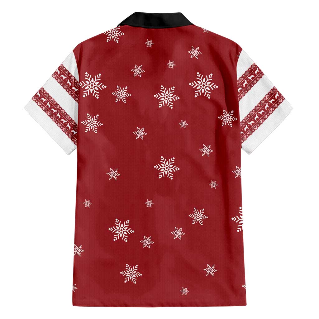 Golden Retriever Christmas Hawaiian Shirt with Santa Hat Wreath and Snowflake Design - Wonder Print Shop