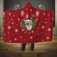 Golden Retriever Christmas Hooded Blanket with Santa Hat Wreath and Snowflake Design - Wonder Print Shop