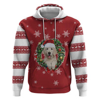Golden Retriever Christmas Hoodie with Santa Hat Wreath and Snowflake Design - Wonder Print Shop