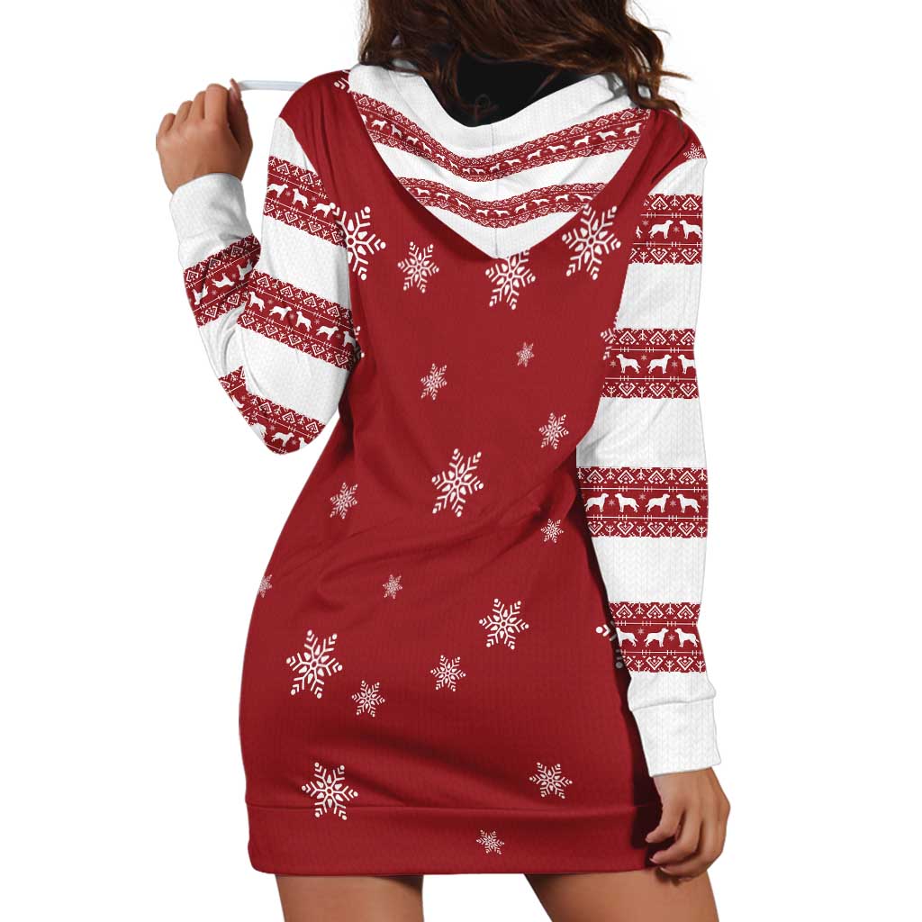 Golden Retriever Christmas Hoodie Dress with Santa Hat Wreath and Snowflake Design - Wonder Print Shop