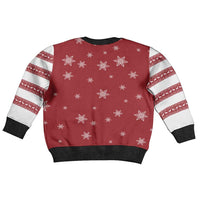 Golden Retriever Christmas Kid Ugly Christmas Sweater with Santa Hat Wreath and Snowflake Design - Wonder Print Shop