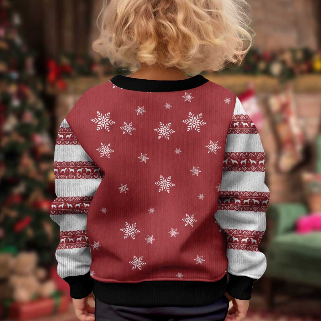 Golden Retriever Christmas Kid Ugly Christmas Sweater with Santa Hat Wreath and Snowflake Design - Wonder Print Shop