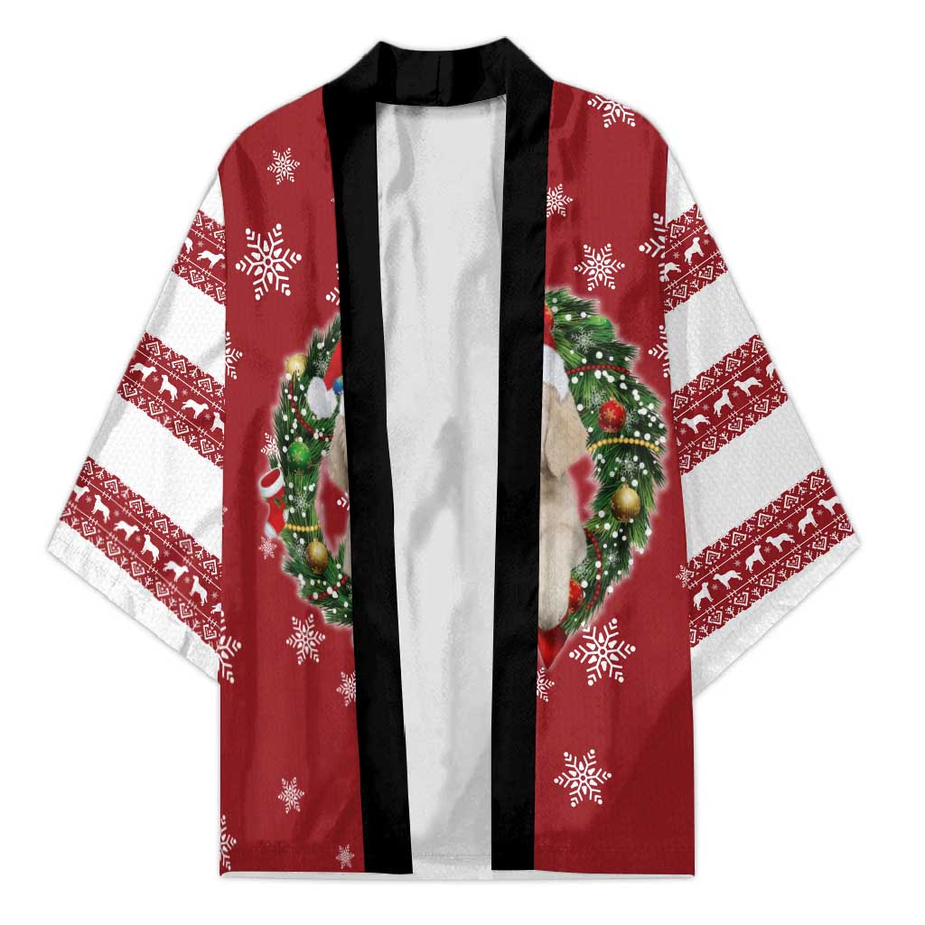 Golden Retriever Christmas Kimono with Santa Hat Wreath and Snowflake Design - Wonder Print Shop