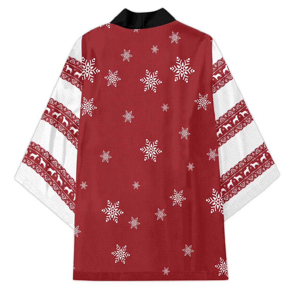 Golden Retriever Christmas Kimono with Santa Hat Wreath and Snowflake Design - Wonder Print Shop