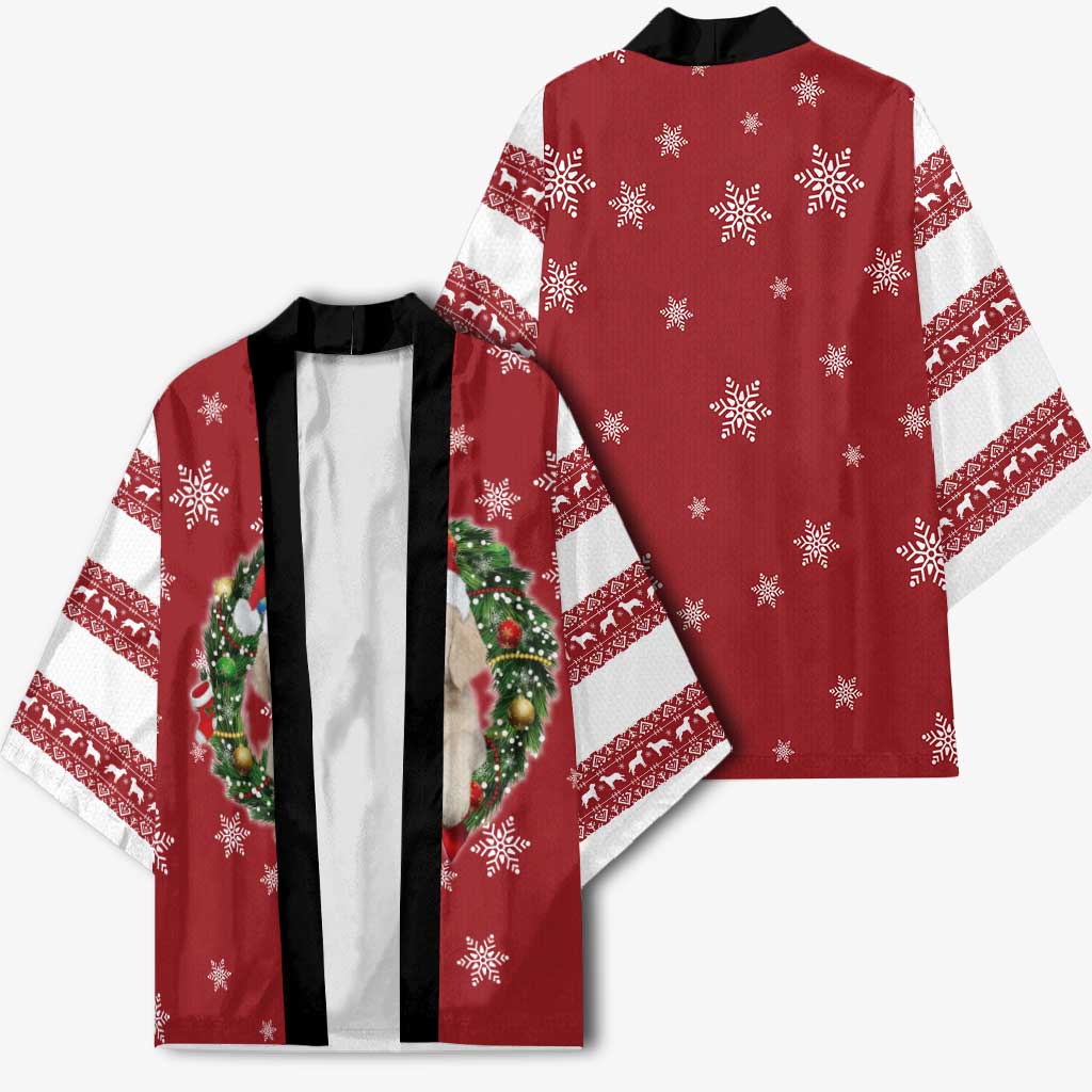 Golden Retriever Christmas Kimono with Santa Hat Wreath and Snowflake Design - Wonder Print Shop