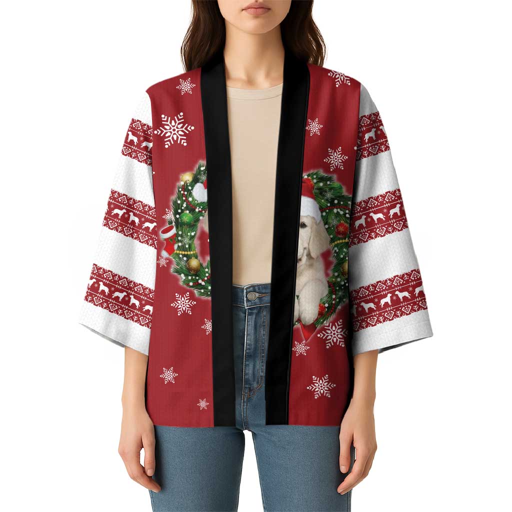 Golden Retriever Christmas Kimono with Santa Hat Wreath and Snowflake Design - Wonder Print Shop