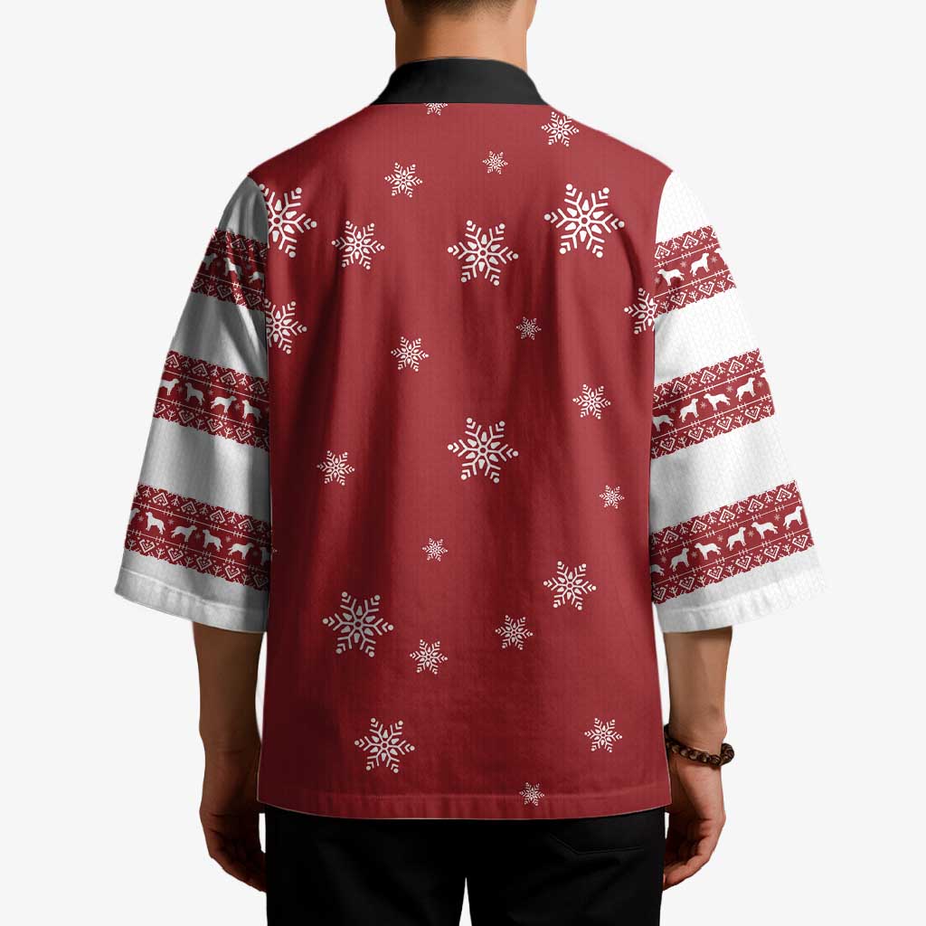 Golden Retriever Christmas Kimono with Santa Hat Wreath and Snowflake Design - Wonder Print Shop