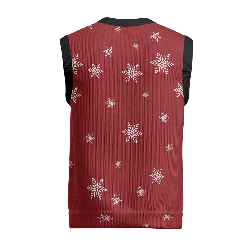 Golden Retriever Christmas Knitted V-Neck Vest with Santa Hat Wreath and Snowflake Design - Wonder Print Shop