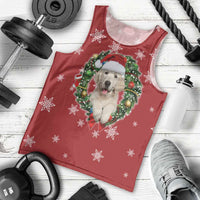 Golden Retriever Christmas Men Tank Top with Santa Hat Wreath and Snowflake Design - Wonder Print Shop