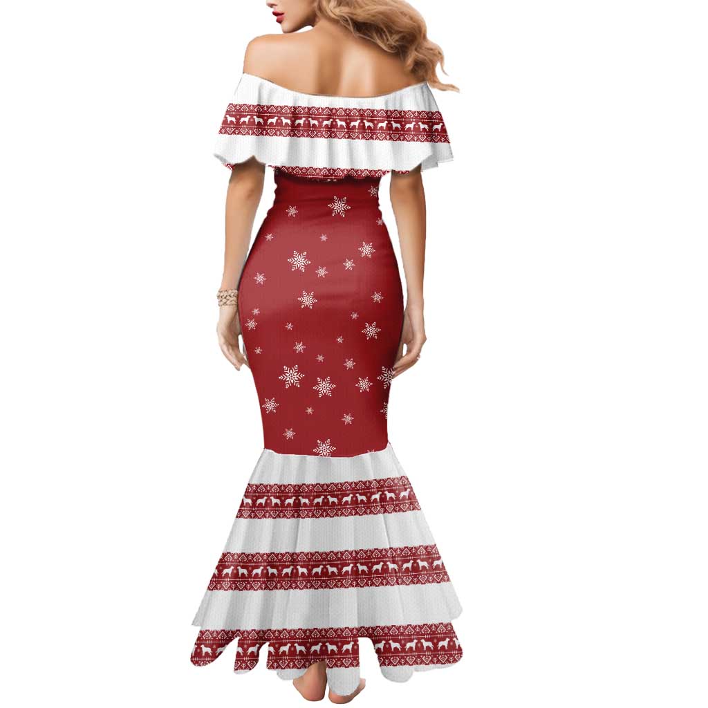 Golden Retriever Christmas Mermaid Dress with Santa Hat Wreath and Snowflake Design - Wonder Print Shop