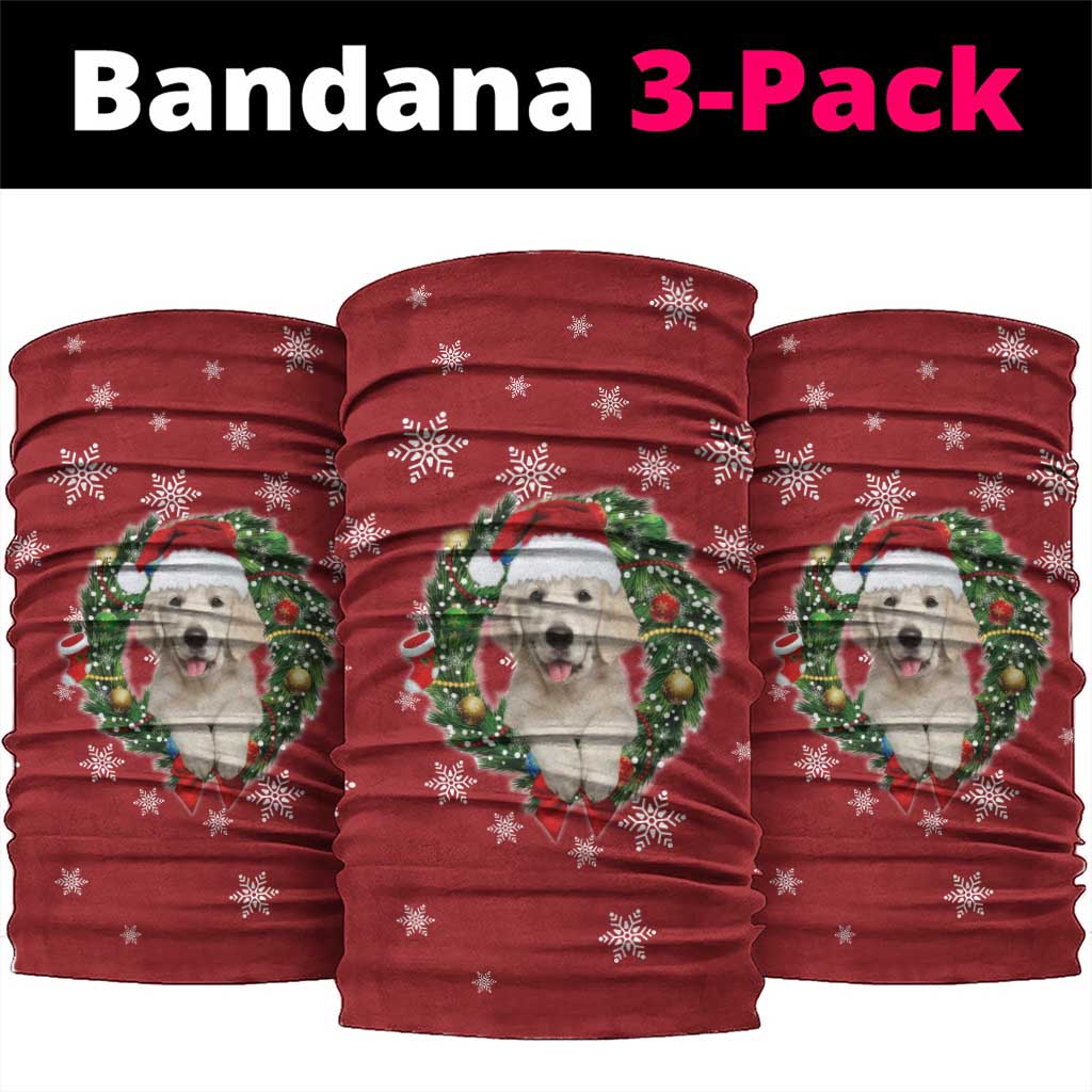Golden Retriever Christmas Neck Gaiter with Santa Hat Wreath and Snowflake Design - Wonder Print Shop