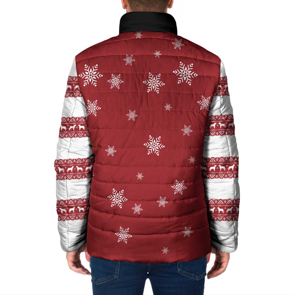 Golden Retriever Christmas Padded Jacket with Santa Hat Wreath and Snowflake Design - Wonder Print Shop