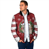 Golden Retriever Christmas Padded Jacket with Santa Hat Wreath and Snowflake Design - Wonder Print Shop
