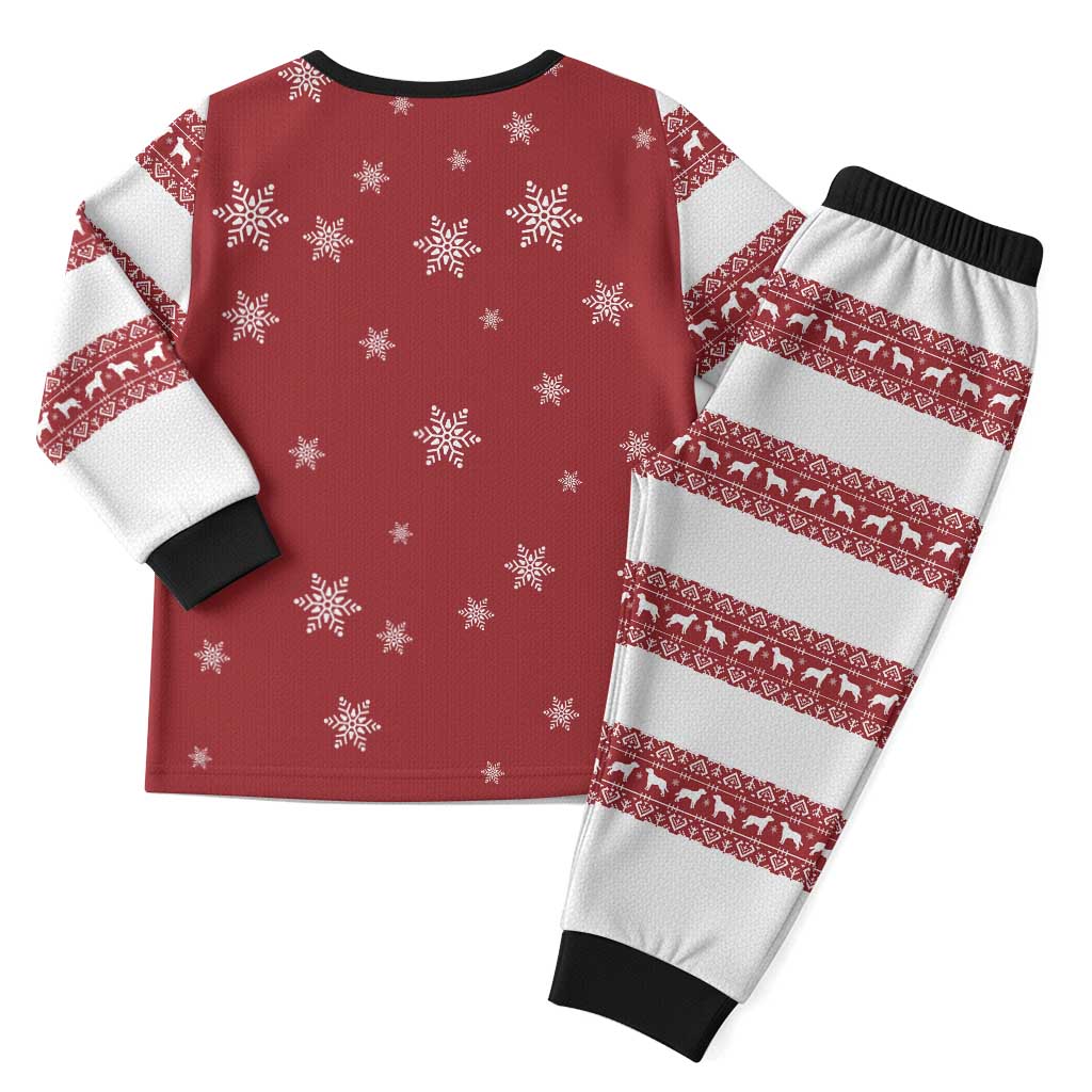 Golden Retriever Christmas Pajama Set with Santa Hat Wreath and Snowflake Design - Wonder Print Shop