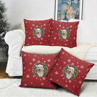 Golden Retriever Christmas Pillow Cover with Santa Hat Wreath and Snowflake Design - Wonder Print Shop