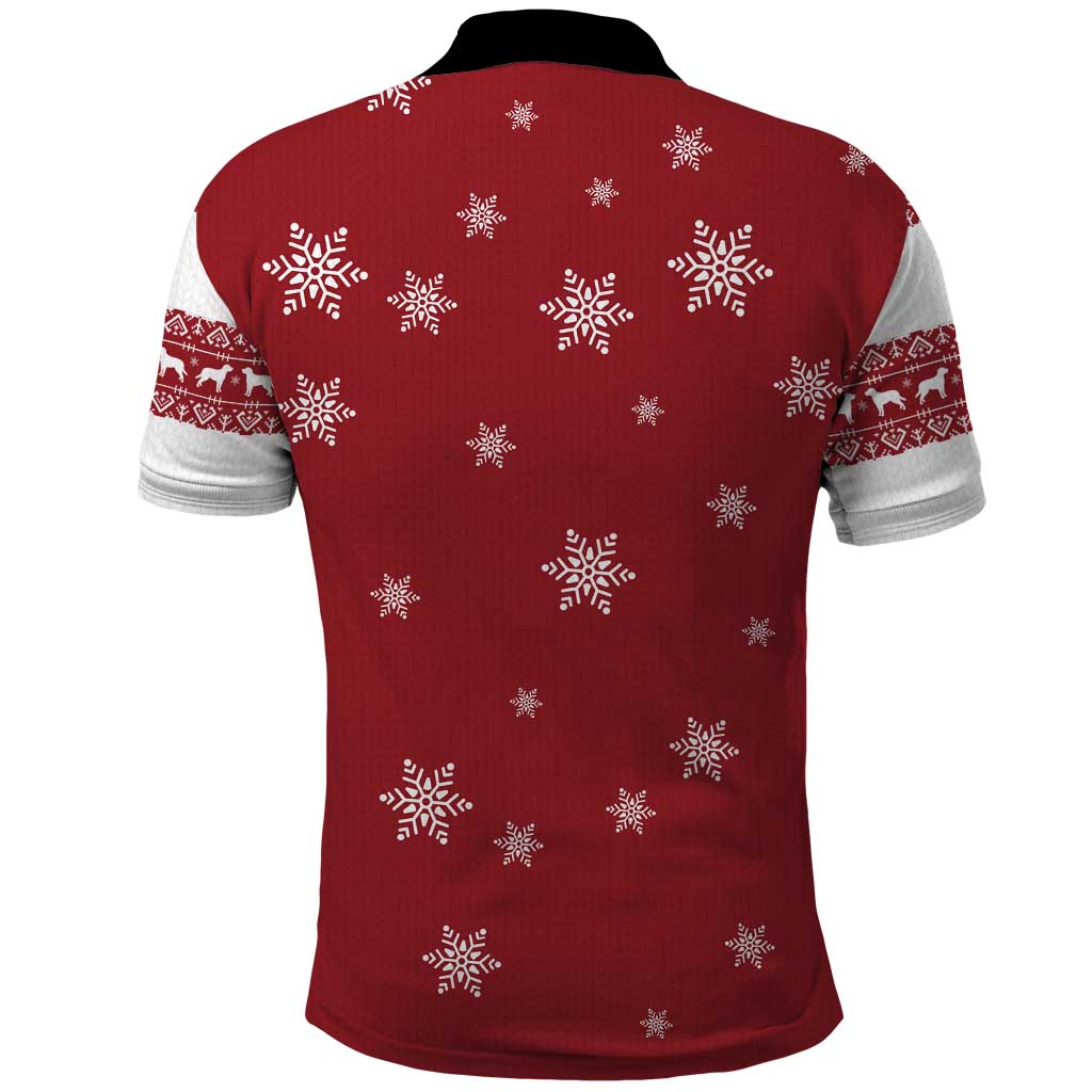 Golden Retriever Christmas Polo Shirt with Santa Hat Wreath and Snowflake Design - Wonder Print Shop