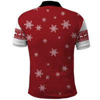 Golden Retriever Christmas Polo Shirt with Santa Hat Wreath and Snowflake Design - Wonder Print Shop
