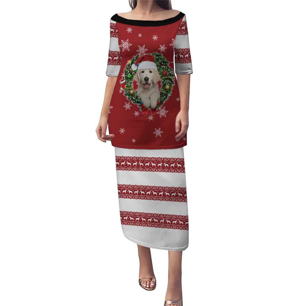 Golden Retriever Christmas Puletasi with Santa Hat Wreath and Snowflake Design - Wonder Print Shop