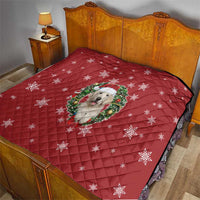 Golden Retriever Christmas Quilt with Santa Hat Wreath and Snowflake Design - Wonder Print Shop
