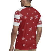 Golden Retriever Christmas Rugby Jersey with Santa Hat Wreath and Snowflake Design - Wonder Print Shop