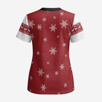 Golden Retriever Christmas Scrub Top with Santa Hat Wreath and Snowflake Design - Wonder Print Shop