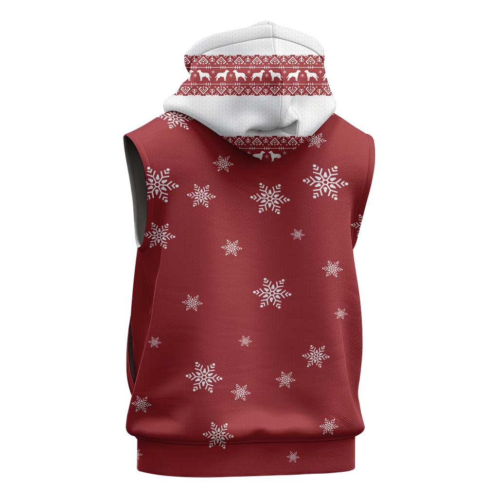 Golden Retriever Christmas Sleeveless Hoodie with Santa Hat Wreath and Snowflake Design - Wonder Print Shop
