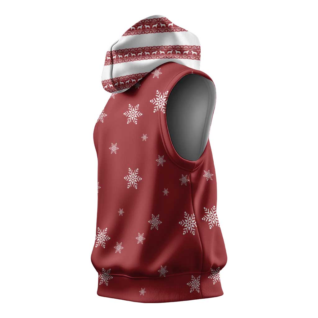 Golden Retriever Christmas Sleeveless Hoodie with Santa Hat Wreath and Snowflake Design - Wonder Print Shop