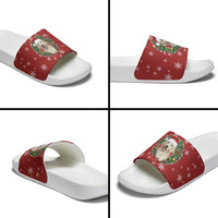 Golden Retriever Christmas Slide Sandals with Santa Hat Wreath and Snowflake Design - Wonder Print Shop