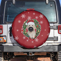 Golden Retriever Christmas Spare Tire Cover with Santa Hat Wreath and Snowflake Design - Wonder Print Shop