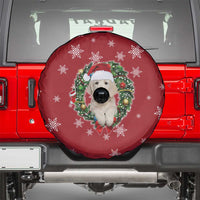 Golden Retriever Christmas Spare Tire Cover with Santa Hat Wreath and Snowflake Design - Wonder Print Shop