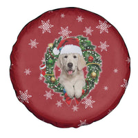 Golden Retriever Christmas Spare Tire Cover with Santa Hat Wreath and Snowflake Design - Wonder Print Shop