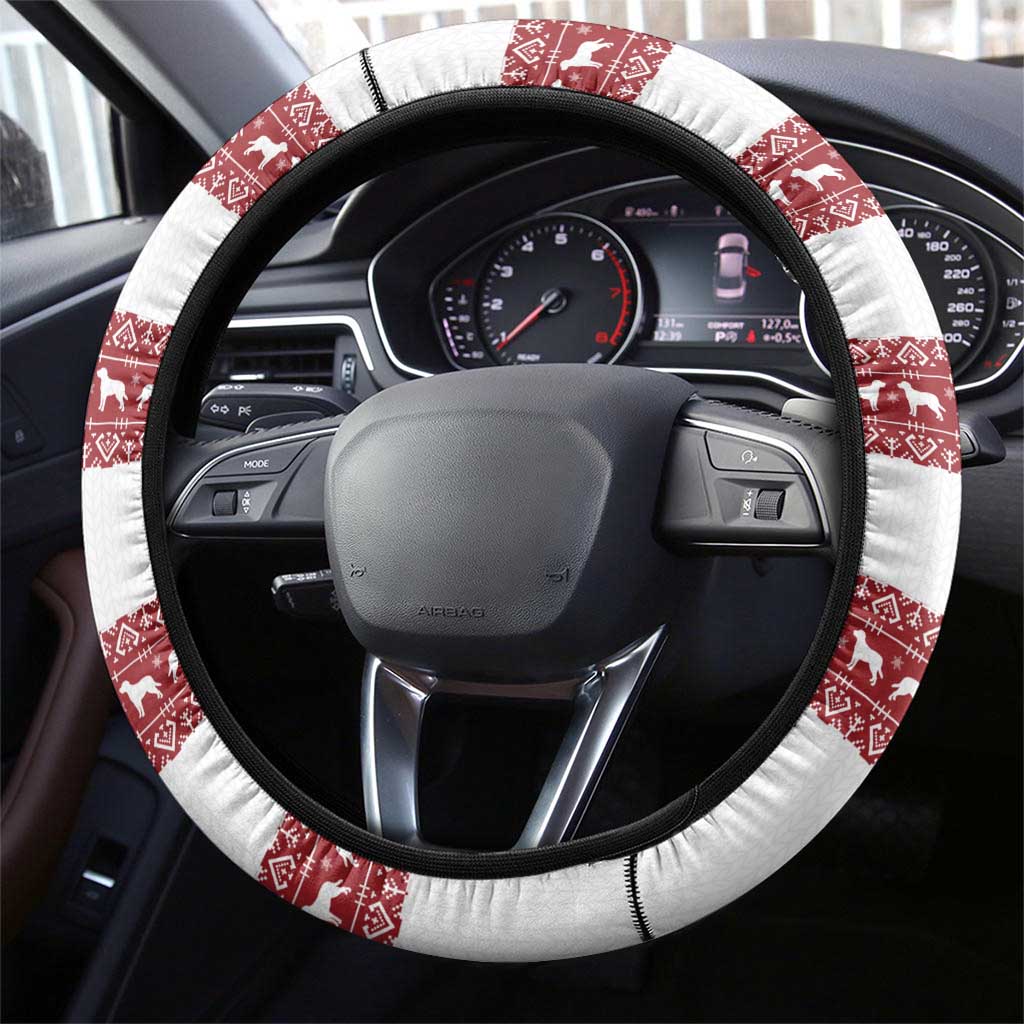 Golden Retriever Christmas Steering Wheel Cover with Santa Hat Wreath and Snowflake Design - Wonder Print Shop