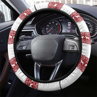 Golden Retriever Christmas Steering Wheel Cover with Santa Hat Wreath and Snowflake Design - Wonder Print Shop