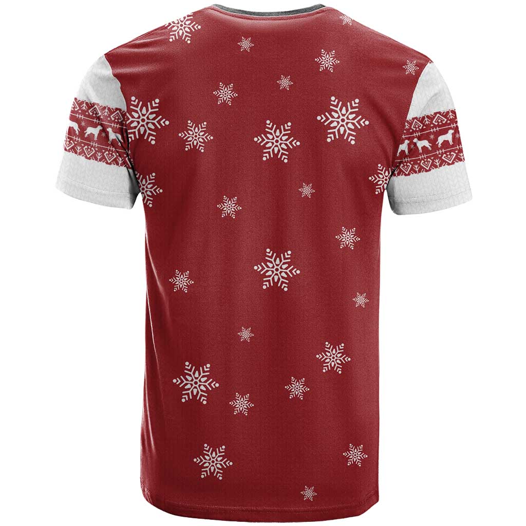 Golden Retriever Christmas T Shirt with Santa Hat Wreath and Snowflake Design - Wonder Print Shop