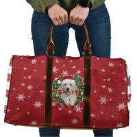 Golden Retriever Christmas Travel Bag with Santa Hat Wreath and Snowflake Design - Wonder Print Shop