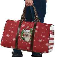 Golden Retriever Christmas Travel Bag with Santa Hat Wreath and Snowflake Design - Wonder Print Shop