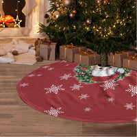 Golden Retriever Christmas Tree Skirt with Santa Hat Wreath and Snowflake Design - Wonder Print Shop