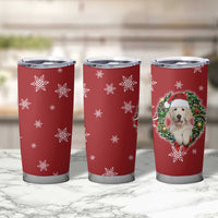 Golden Retriever Christmas Tumbler Cup with Santa Hat Wreath and Snowflake Design - Wonder Print Shop